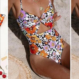 Romantic Floral Knotted One-piece Swimsuit